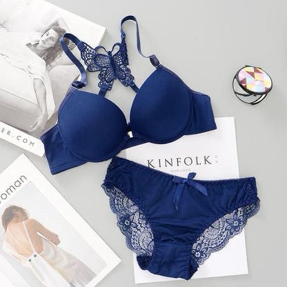 Butterfly Front Open Push Up Bra & Panty Set